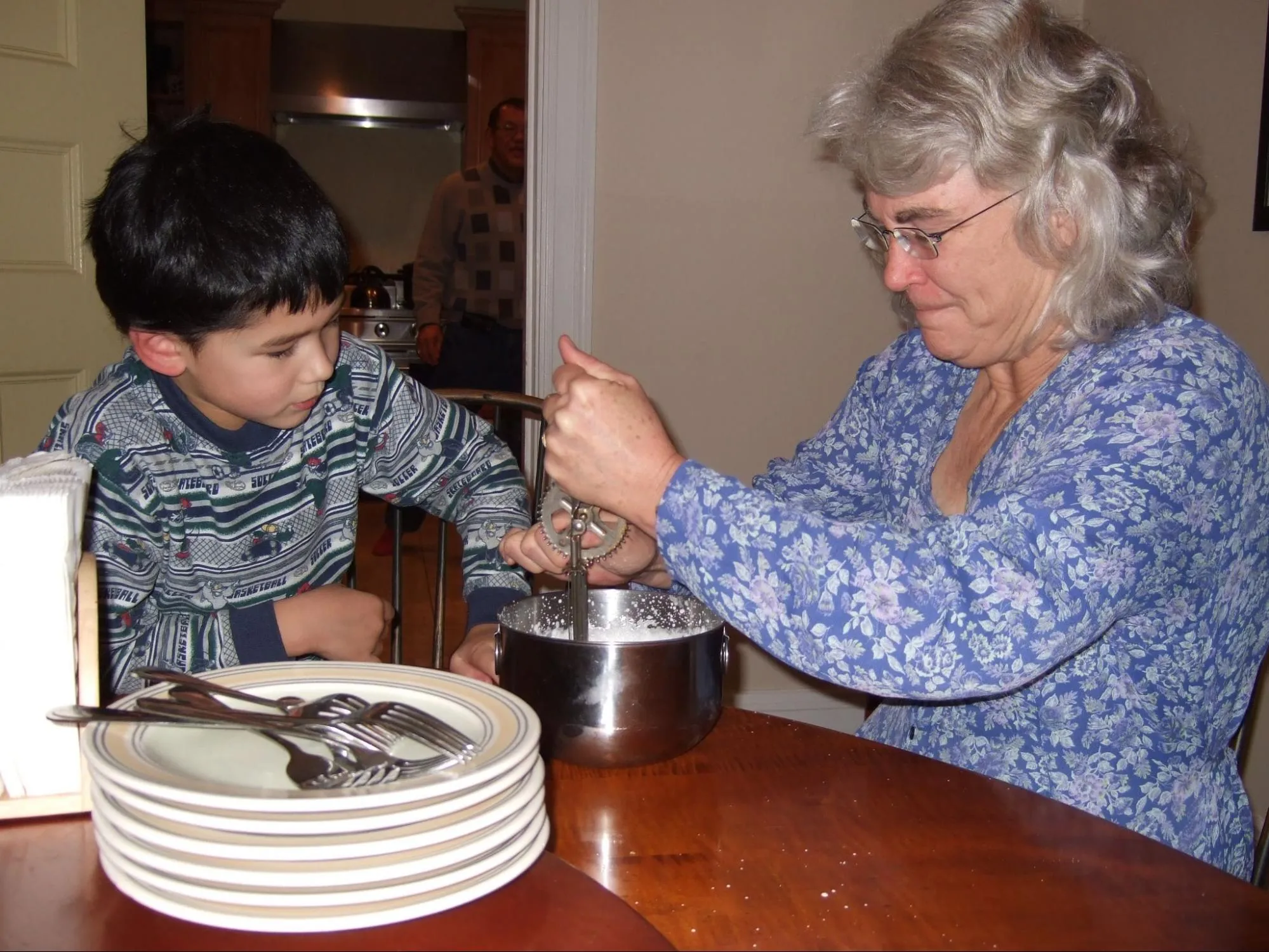 Little Kyle stands by in disbelief, staring at Pau Pau's turbo wrists using an antique hand blender to whip cream. Maybe this was inspiration for Kyle to aim high in tennis!
