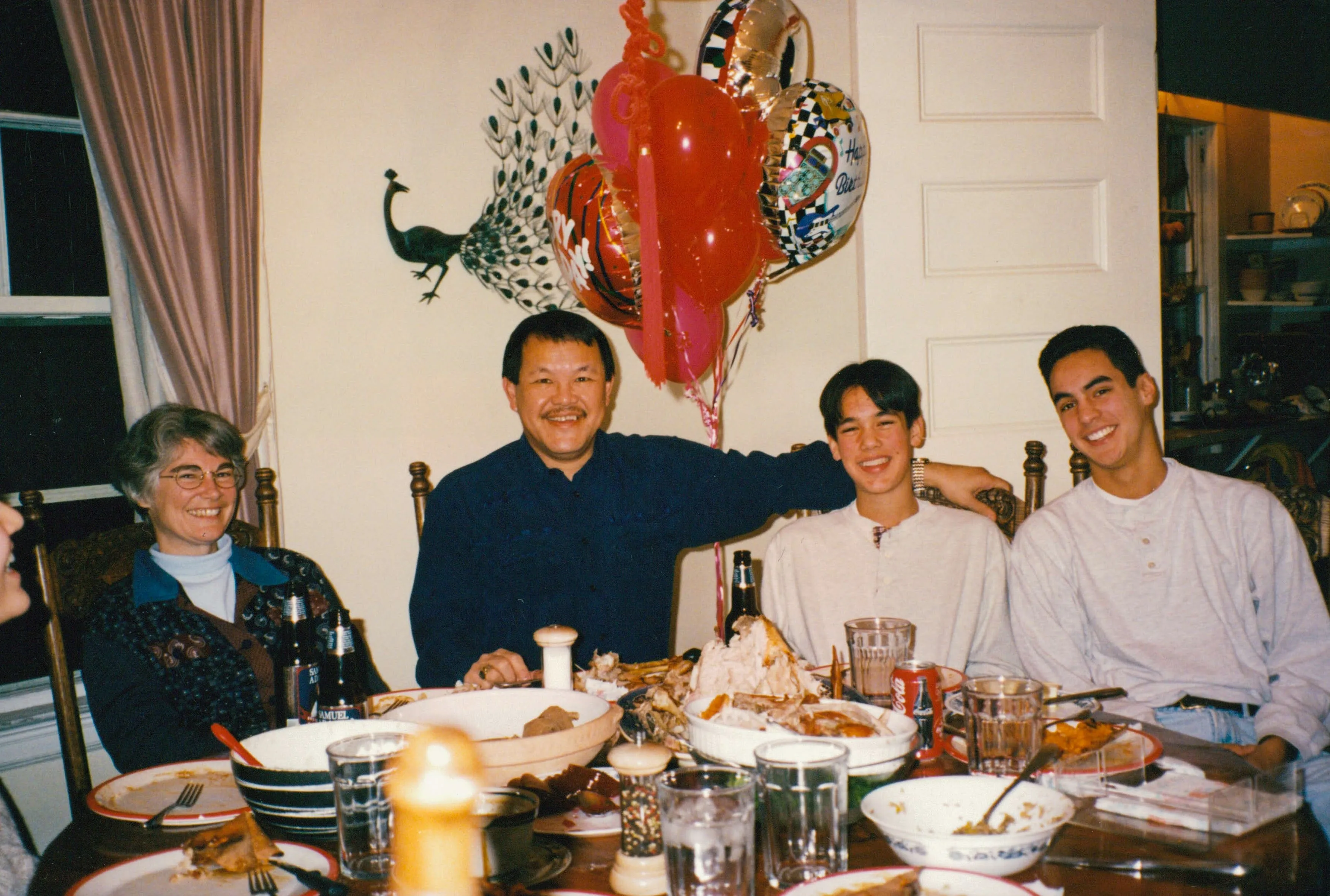 Gathered around the table for a family dinner.