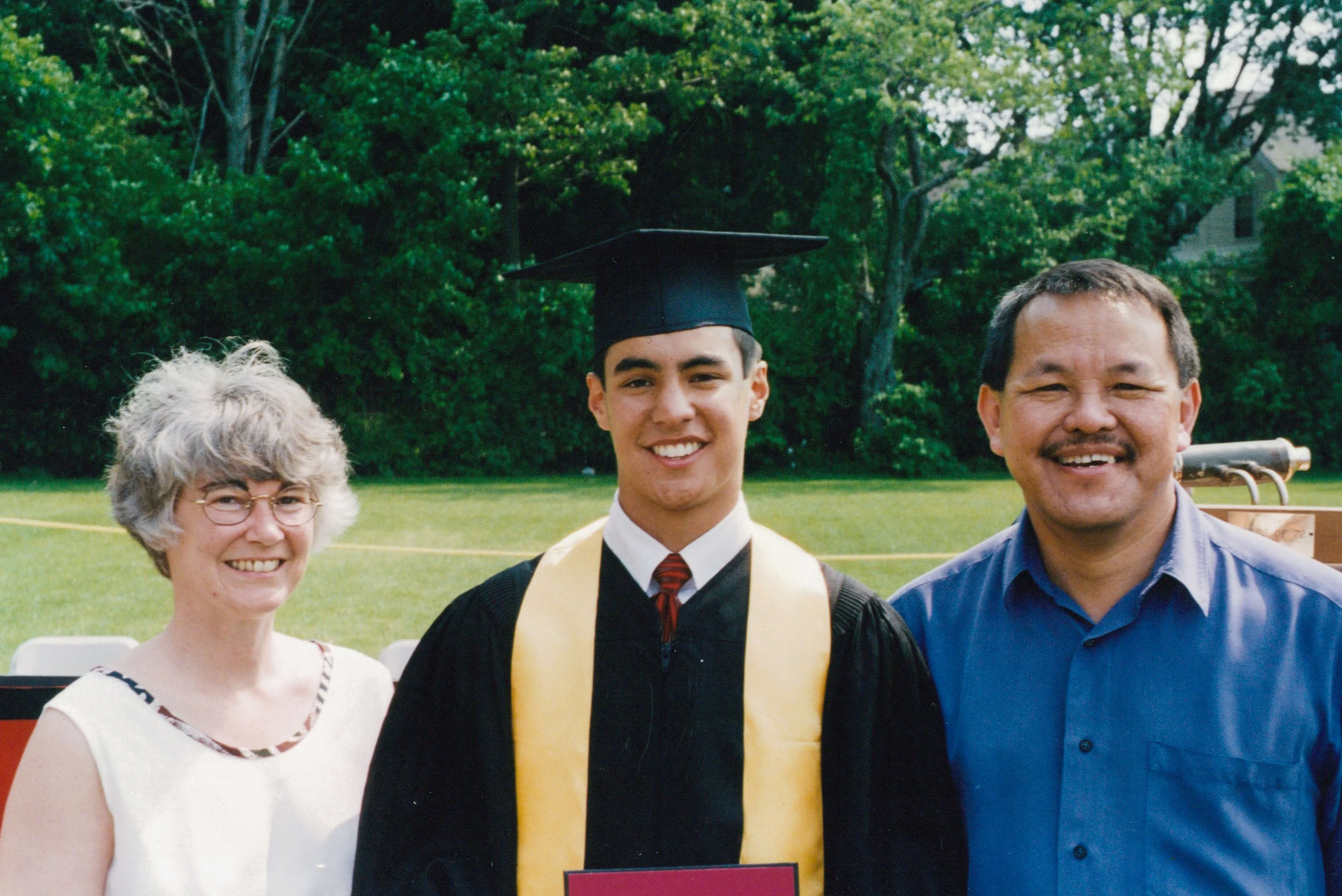 At high school graduation.